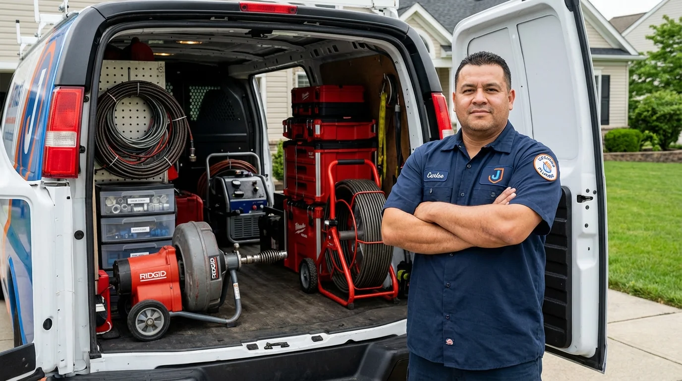 Professional drain cleaning equipment and Johns Plumbing LLC plumber in Strongsville
