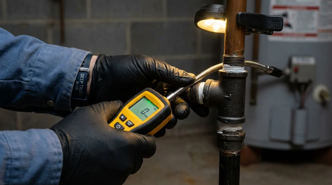 Gas leak detection with electronic sniffer by Johns Plumbing LLC in Strongsville