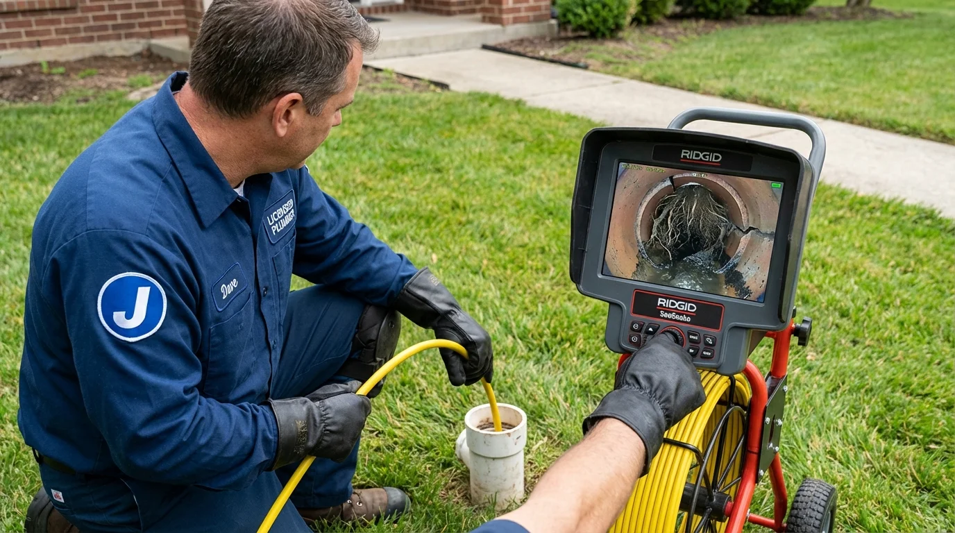 Sewer camera inspection being performed by Johns Plumbing LLC in Strongsville